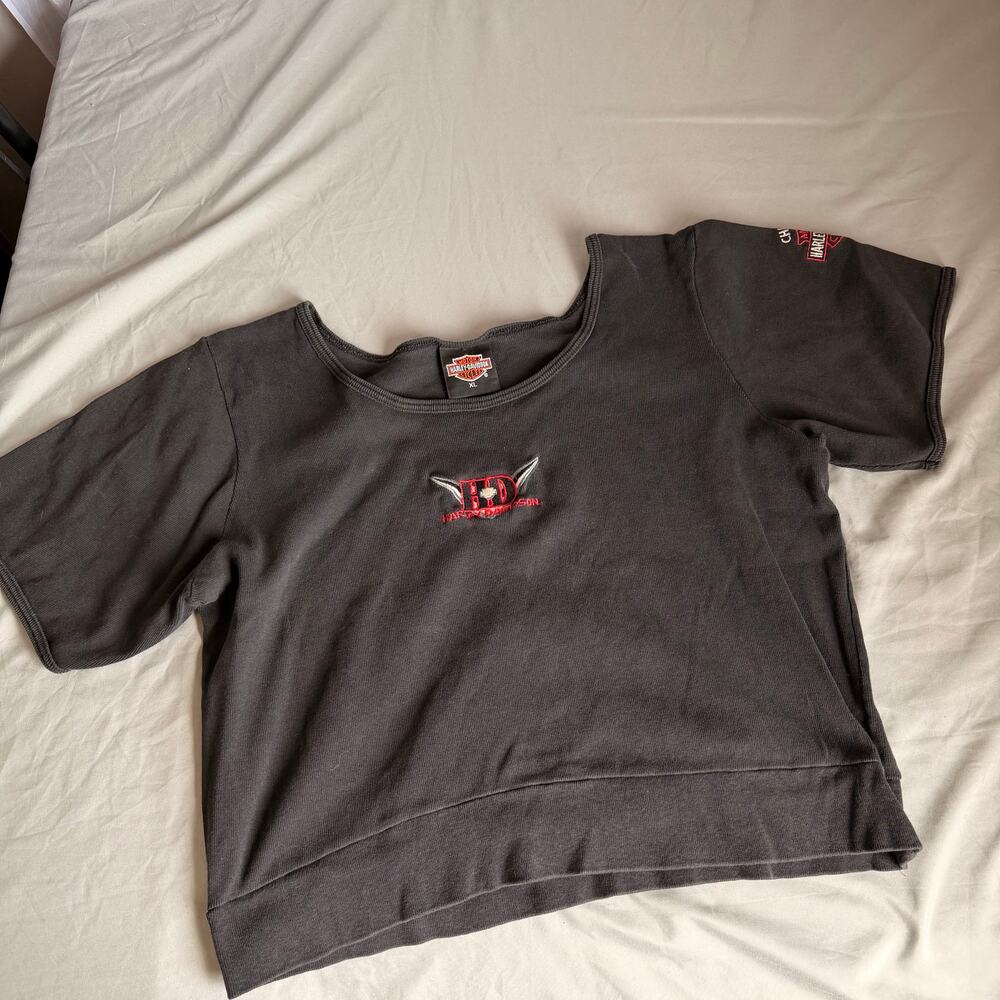 Harley-Davidson Vintage Women's Crop Tee Embroidered size XL